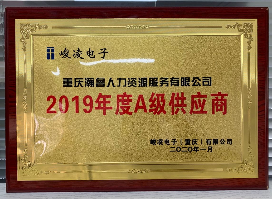 服务口碑 | 瀚睿-荣获2019年度“A级供应商”荣誉称号